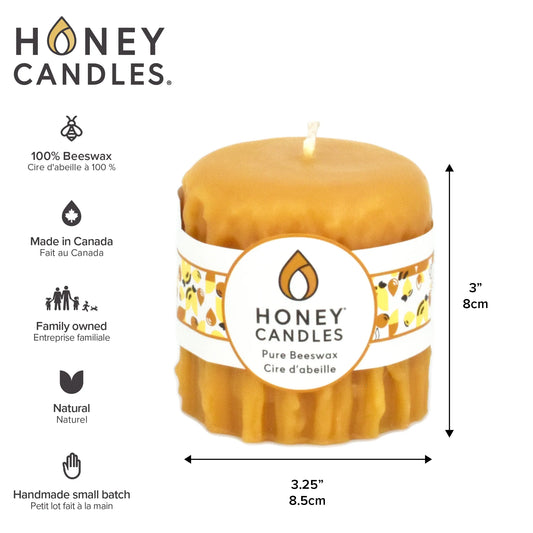 Natural Beeswax Heritage Drip Pillar Candle