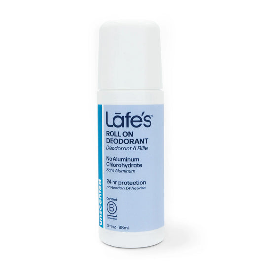 Lafe's Mineral Salt (Rock Salt) Aluminum Free Deodorant Roll On - Unscented (Fragrance Free)